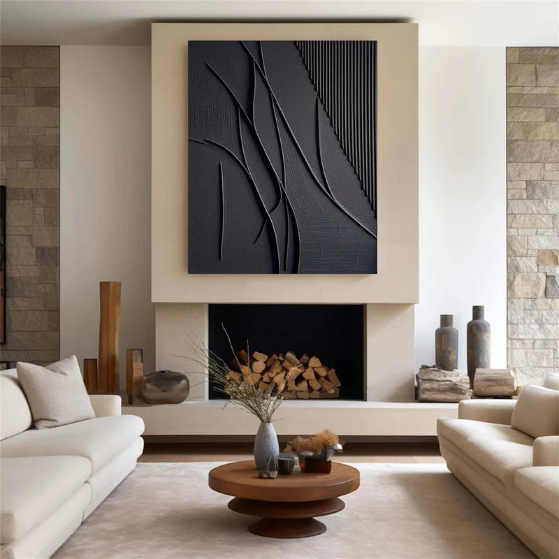 Black Textured Minimalist Wall Art #BT003