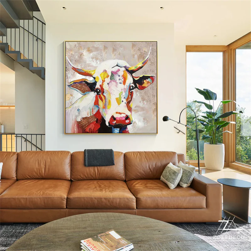 Abstract Animal Art Cow Texture Wall Art #AT015