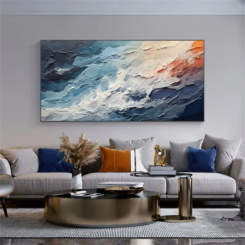 Blue Textured Minimalist Wall Art #BL003