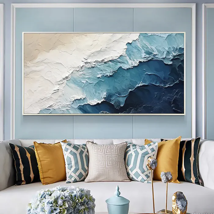 Blue Textured Minimalist Wall Art #BL002