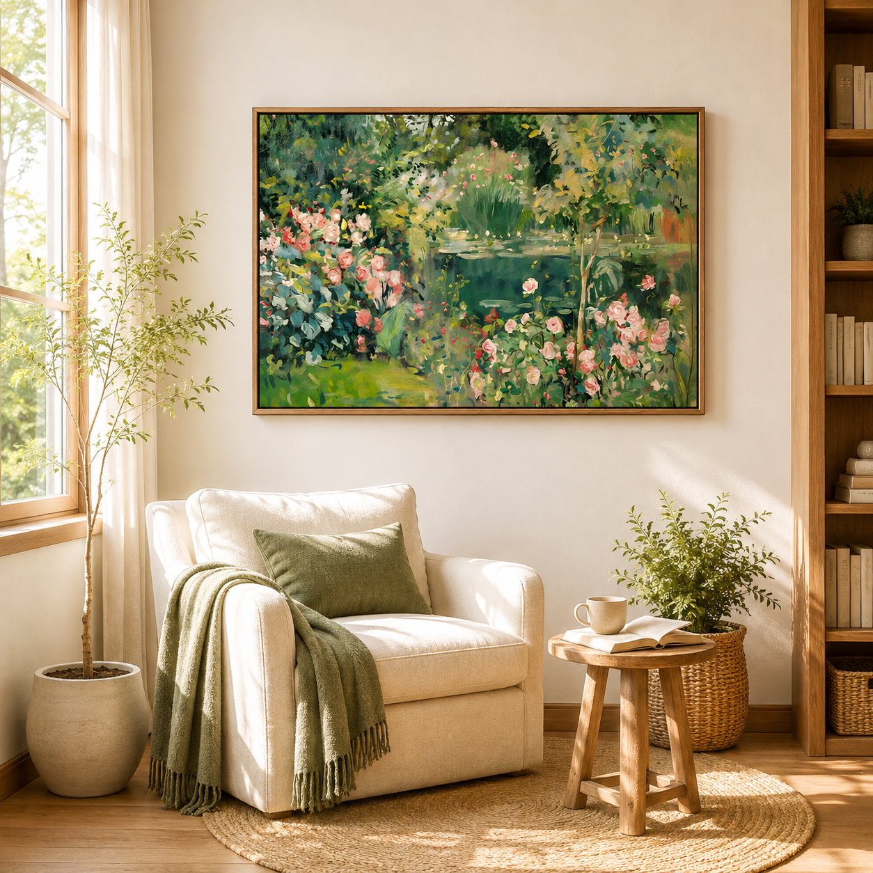 Rose Garden Pond Wall Art #FL075