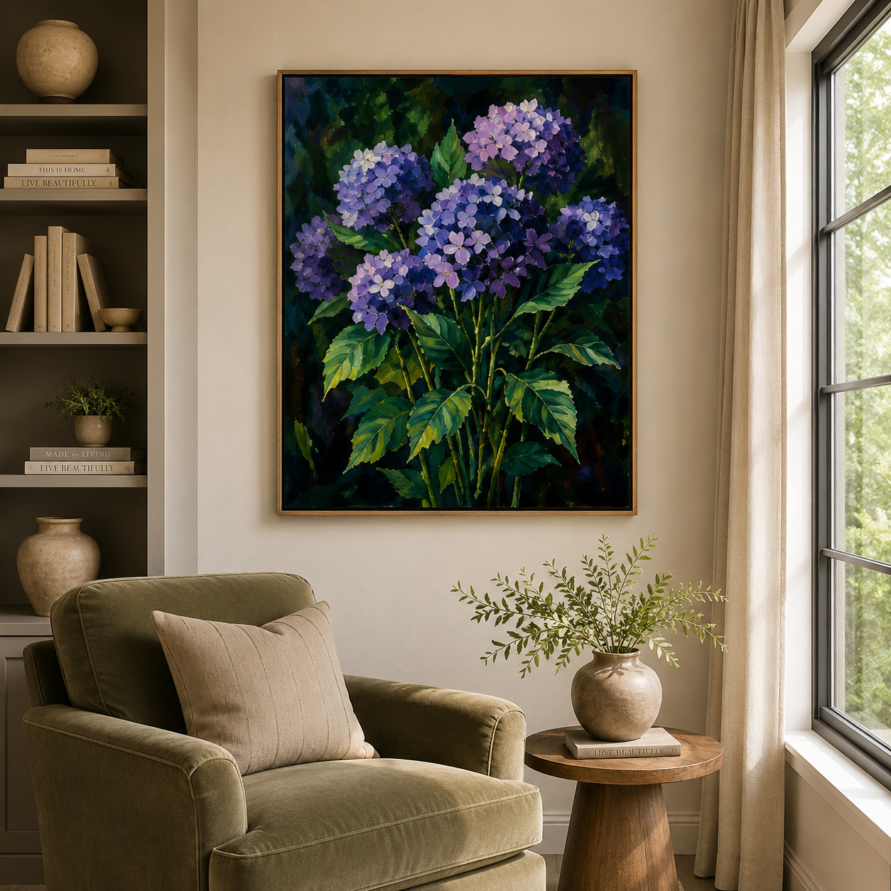 Purple Hydrangea Wall Art #FL046