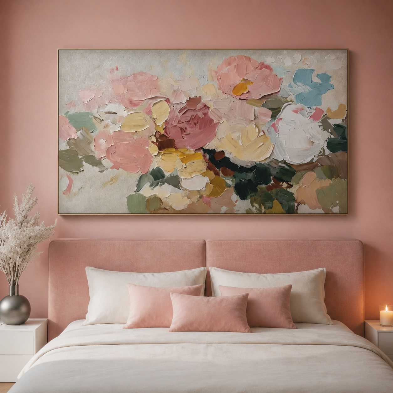 Textured Blush Floral Wall Art #FL076