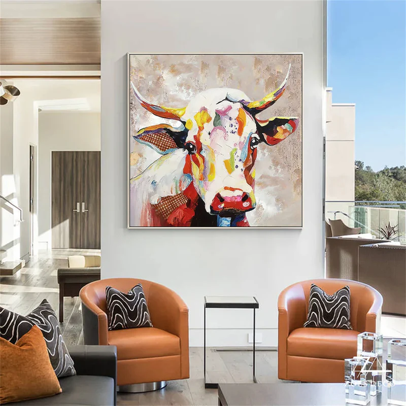 Abstract Animal Art Cow Texture Wall Art #AT015