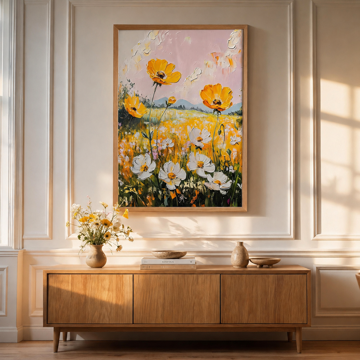 Golden Bloom Landscape Wall Art #FL043
