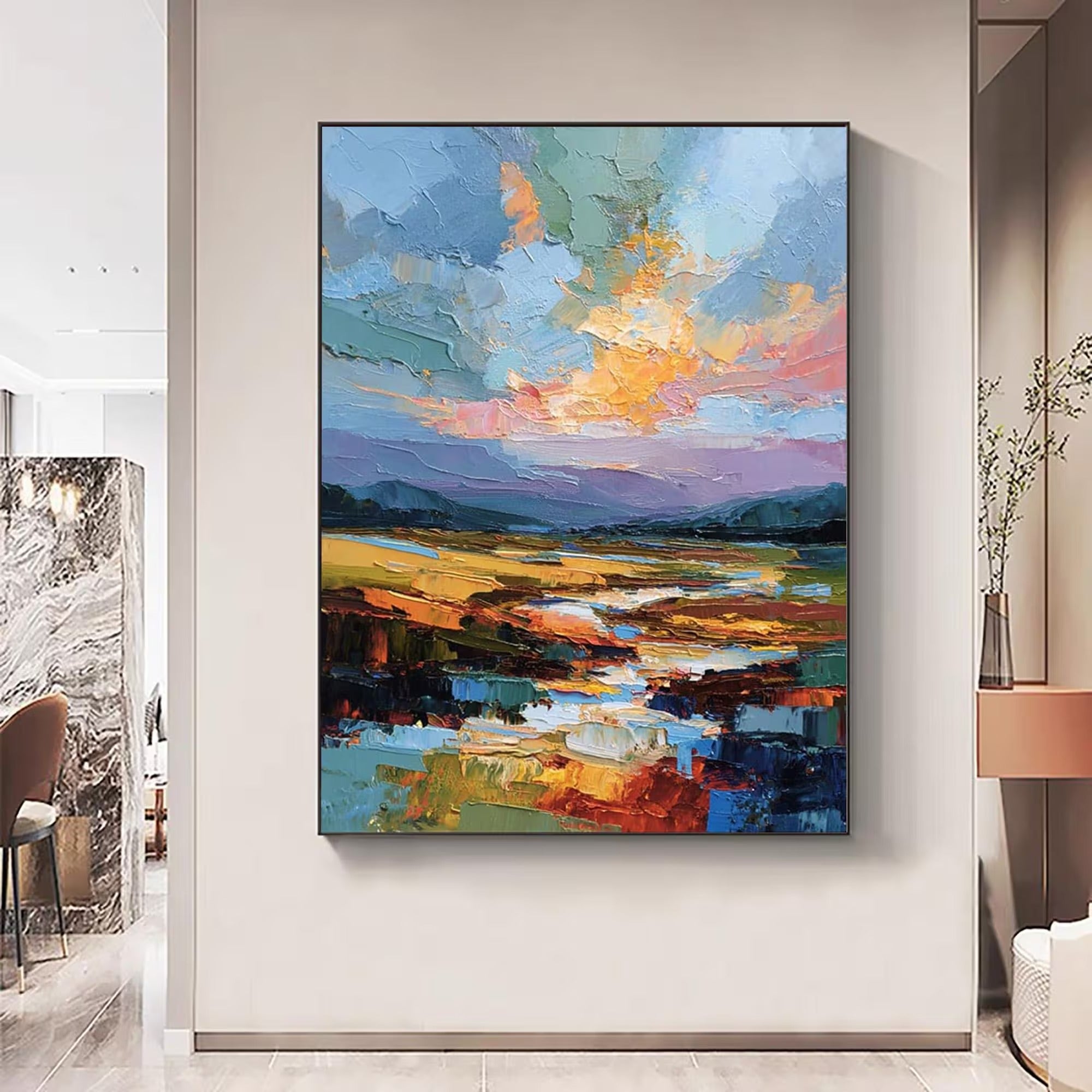 Abstract Landscape 3D Textured Oil Painting  #WW001