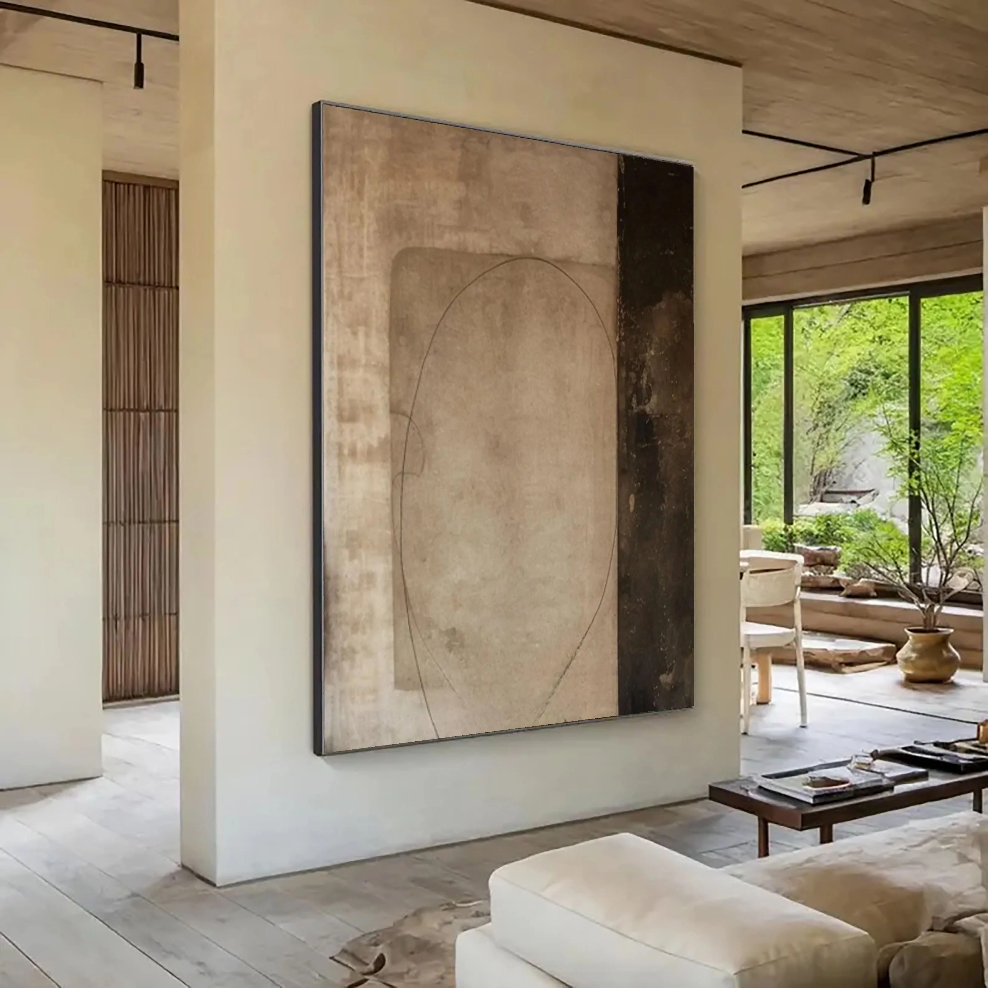 Neutral Abstract Wall Art – Minimalist Beige Canvas Painting #PP007