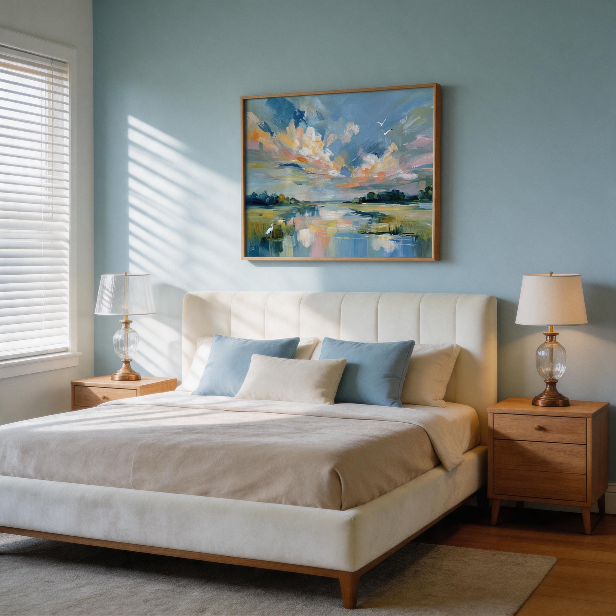 Pastel Lakeside Sunset Oil Painting #PL001