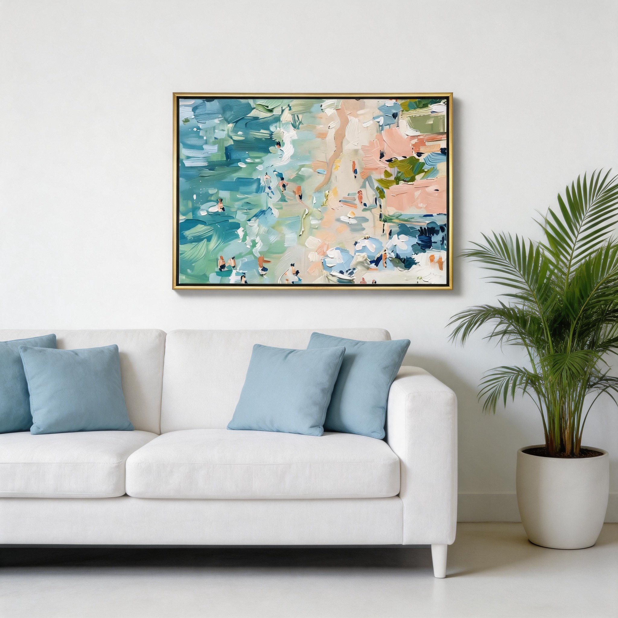 Pastel Beach Scene Canvas Wall Art #BC008