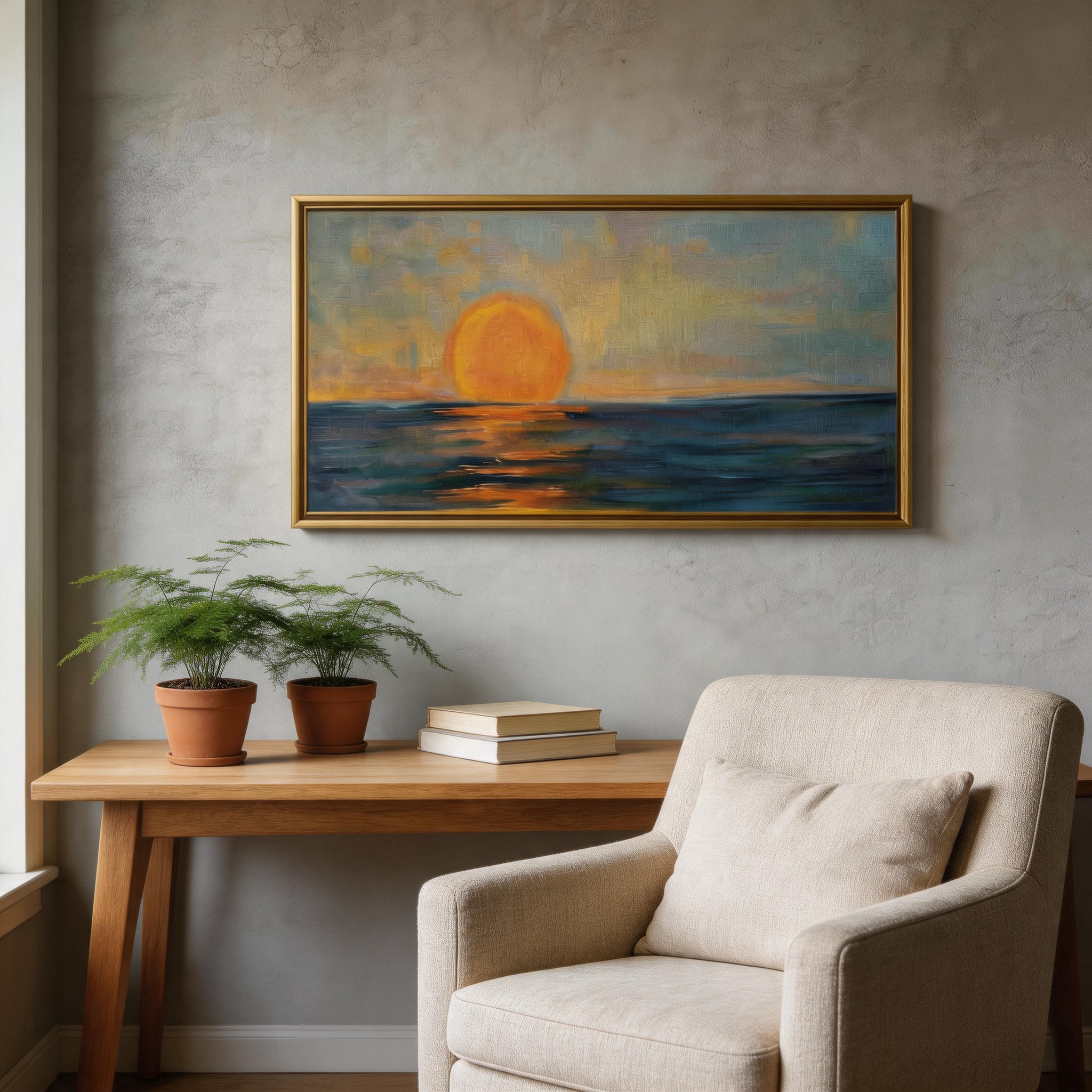 Golden Sunset Ocean Wall Art #BC024