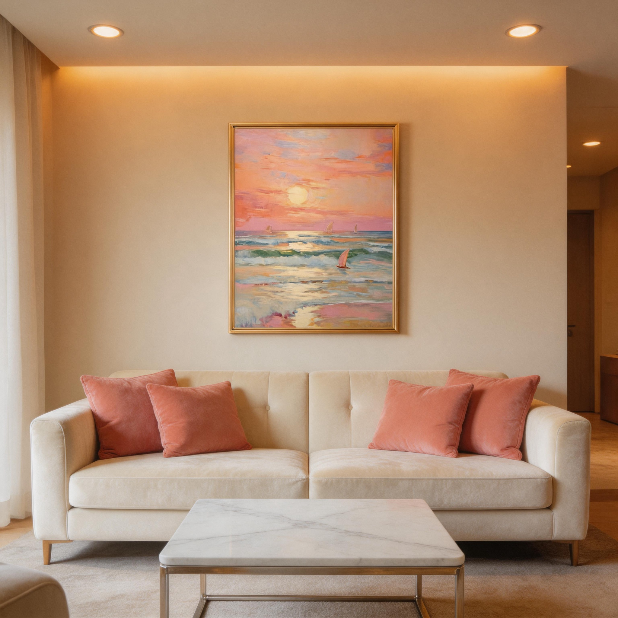 Pastel Sunset Seascape Painting #BC011
