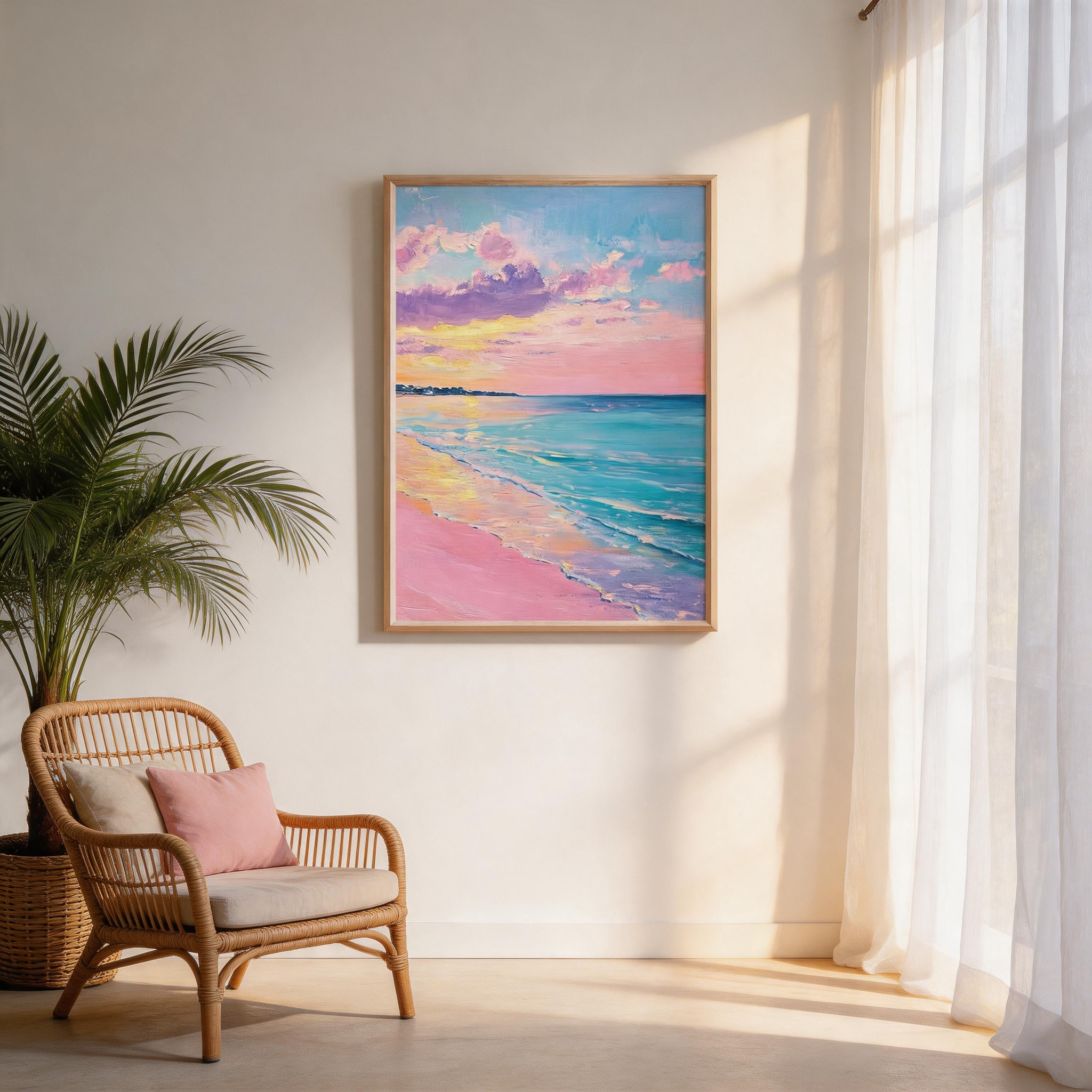 Pastel Coastal Sunset Wall Art #BC015