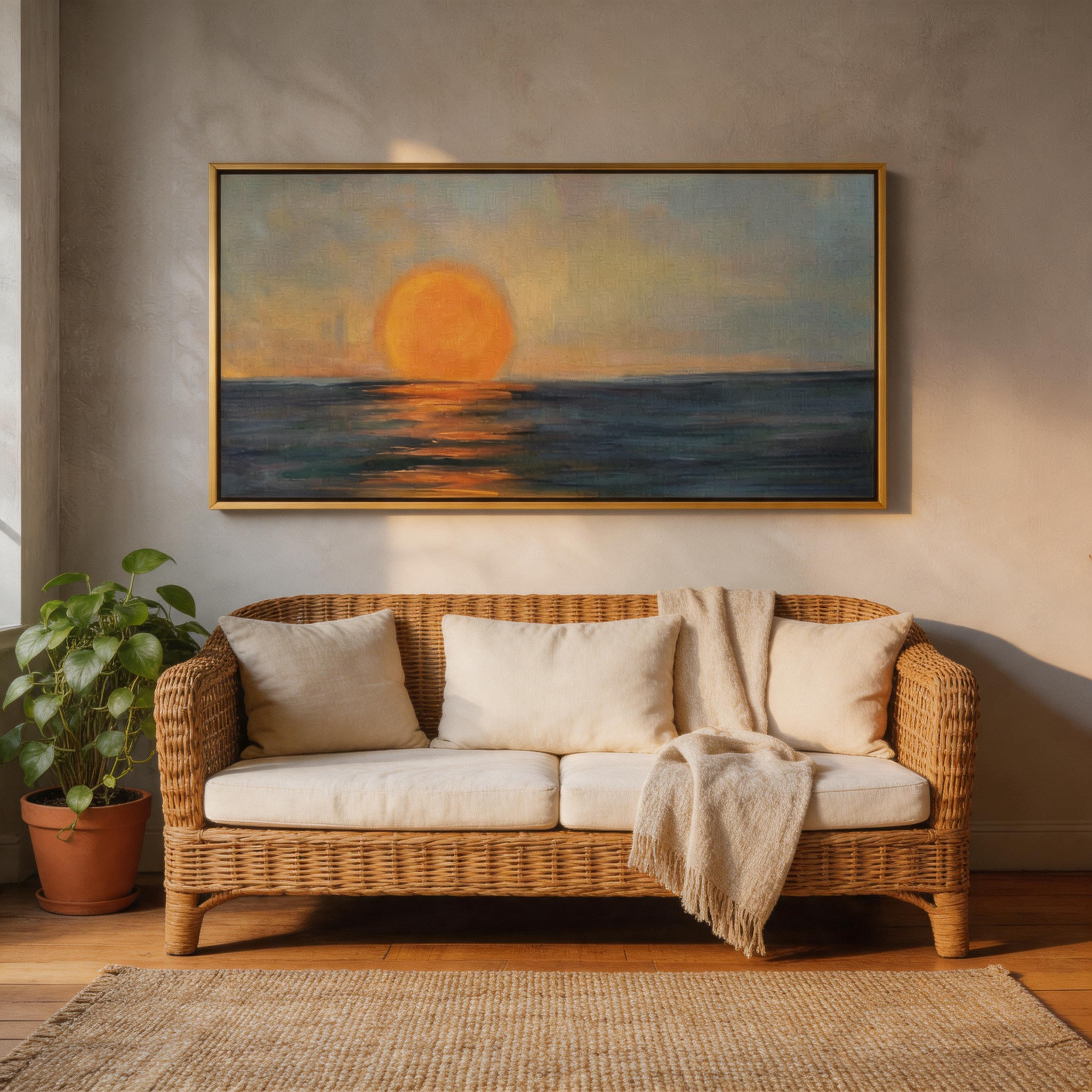 Golden Sunset Ocean Wall Art #BC024