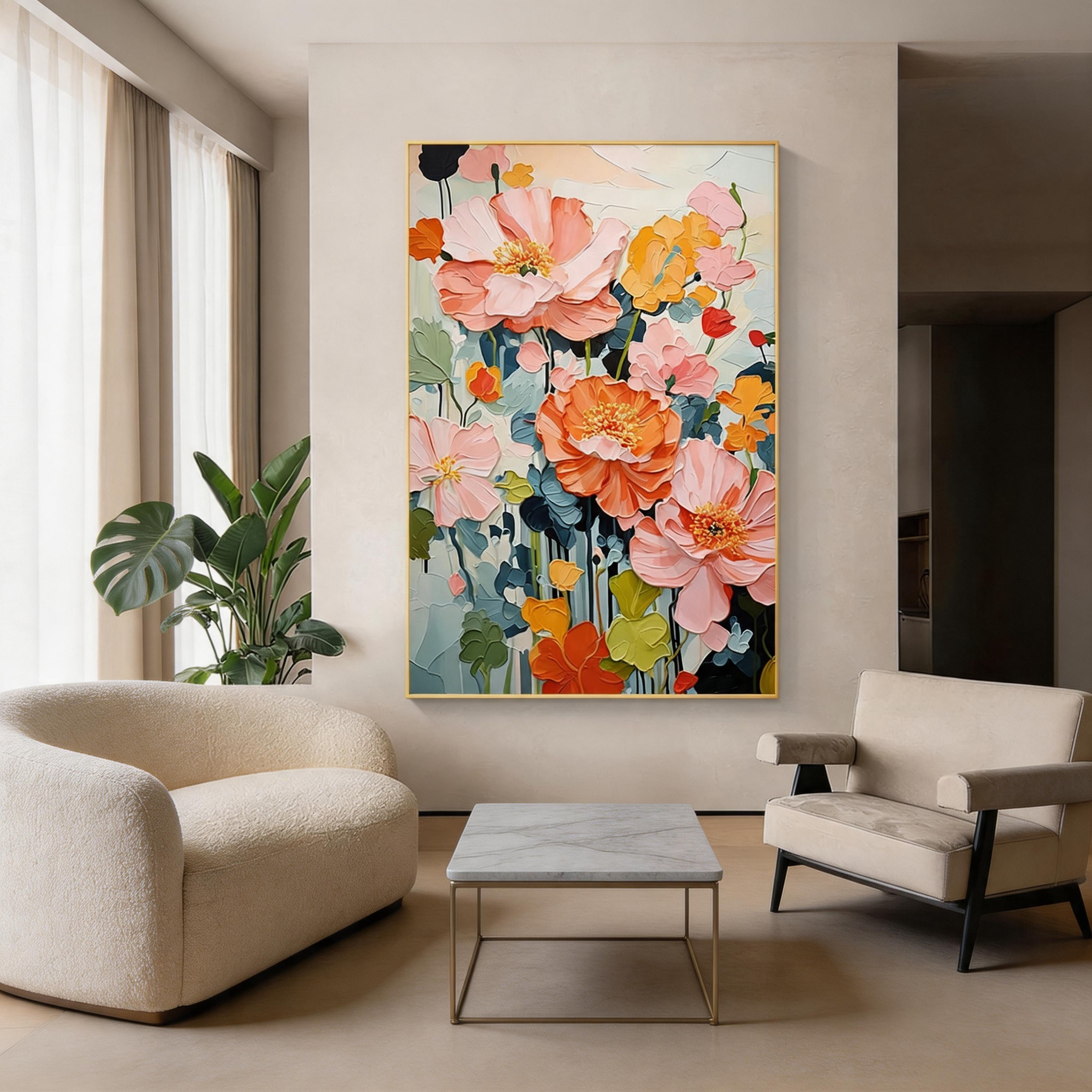 Coral Bloom Garden Wall Art #FL006