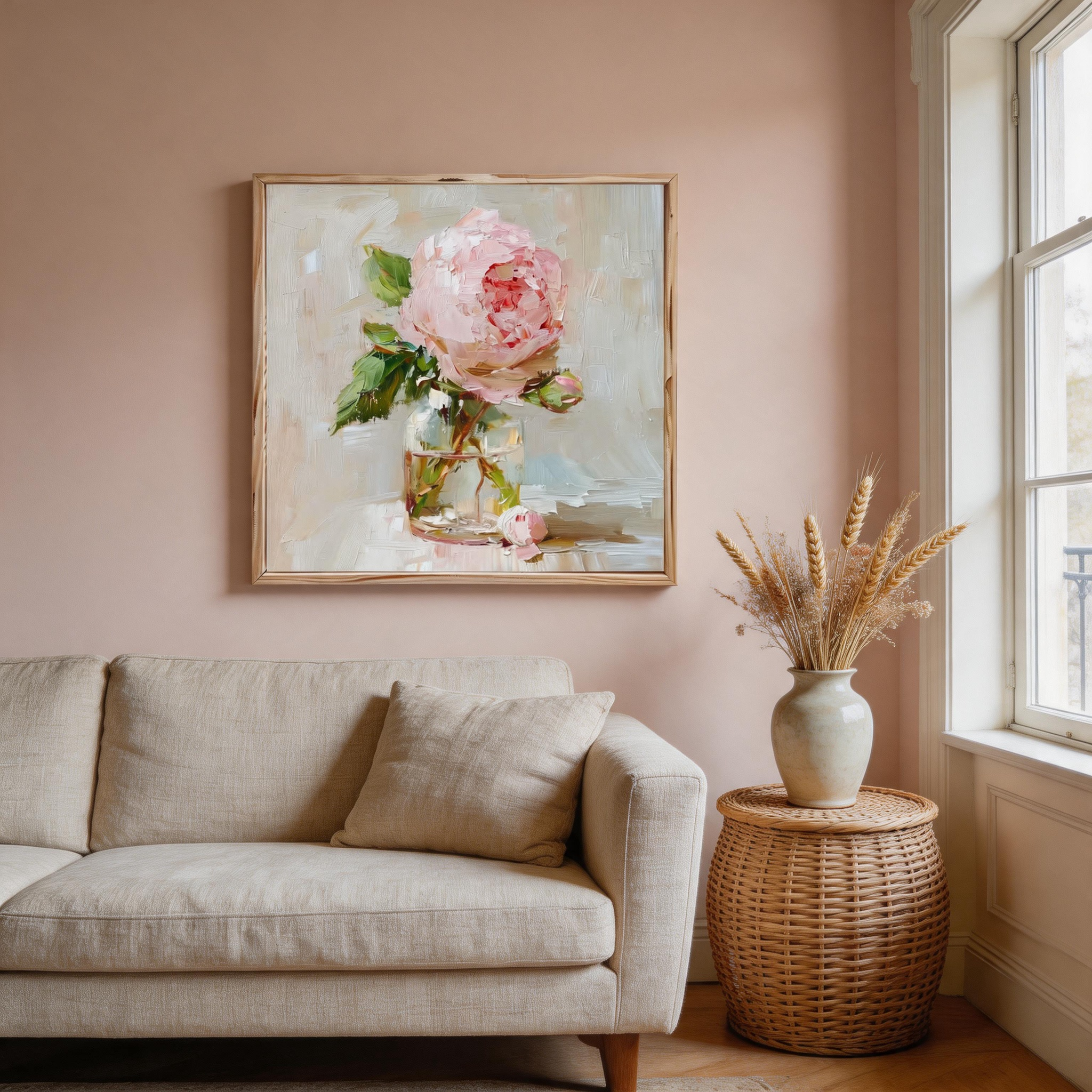 Peony in Glass Vase Wall Art #FL040