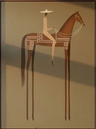 The Rider — Minimalist Folk Art Horse Canvas Wall Ar #HA026